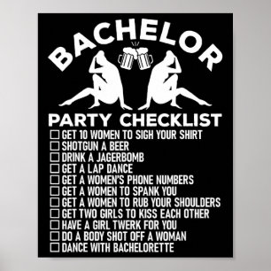 Bachelor Party Checklist Funny Trauzeugen Groom Sq Poster