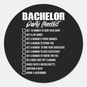 Bachelor Party Checklist Groom Trauzeugen Teil Runder Aufkleber