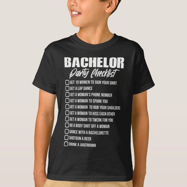 Bachelor Party Checklist Groom Trauzeugen Teil T-Shirt (Vorderseite)