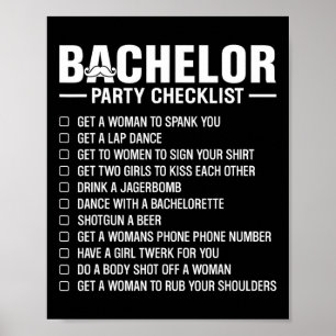 Bachelor Party Checklist Grooms Stag Night Fun Dar Poster