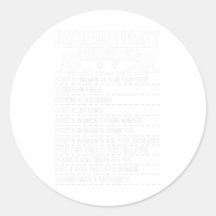 Bachelor Party Checklist Stag Groom Gag Mens Funny Runder Aufkleber