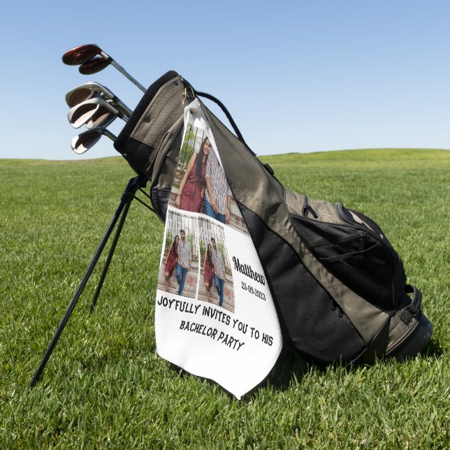 Bachelor Party custom 3 Foto Collage Golfhandtuch (Gras)