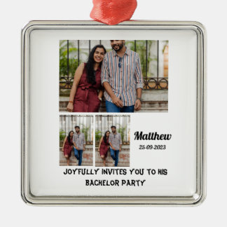 Bachelor Party custom 3 Foto Collage Ornament Aus Metall