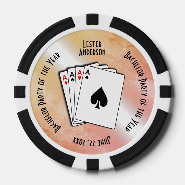Bachelor Party Custom Memento Peach Touch Pokerchips (Vorderseite)