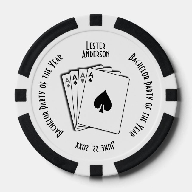 Bachelor Party Custom Memento Schwarz-Weiß Pokerchips (Vorderseite)
