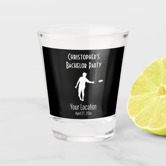 Bachelor Party Disk Golf Gastgeschenk Hochzeit Schnapsglas (Vorderseite)