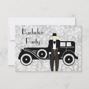 Bachelor Party Einladung Gatsby Vintage Car