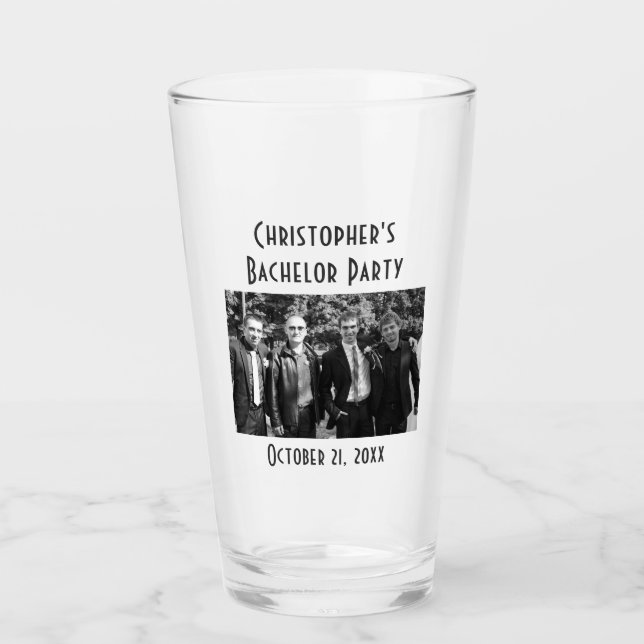 Bachelor Party Foto Gastgeschenk Hochzeit Beer Pin Glas (Vorderseite)