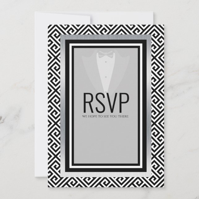 Bachelor-Party für Schwarz und Silber Ankündigung (Vorderseite)