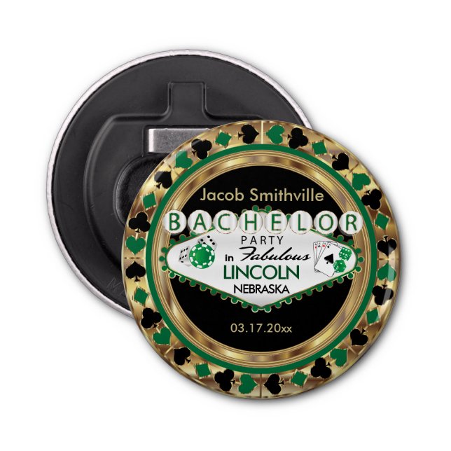 Bachelor Party Green Poker Chip Flaschenöffner (Vorderseite)