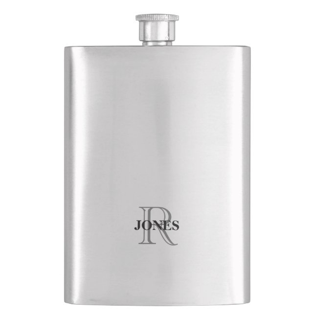 Bachelor Party Groom Flask Monogram Gift Flachmann (Vorderseite)