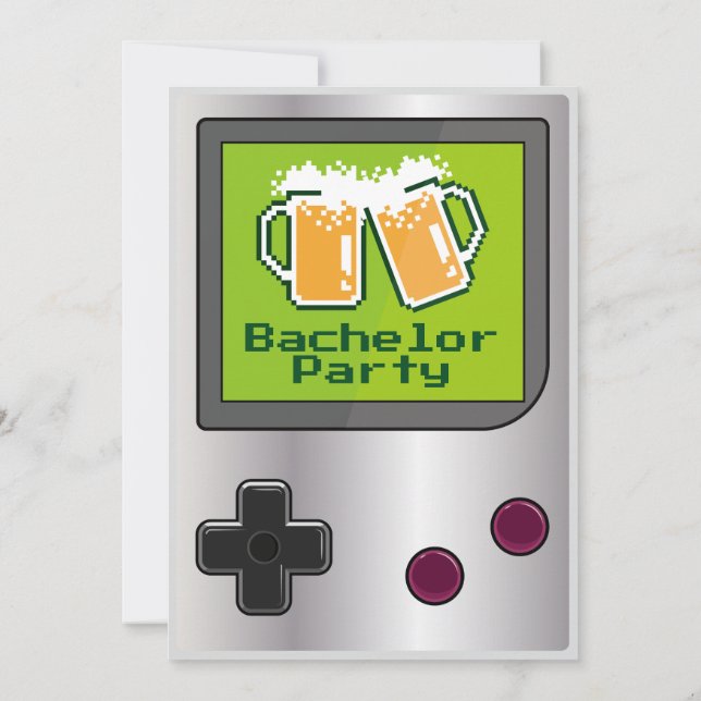 Bachelor-Party-Karte für coole Handheld-Spiele Einladung (Rückseite)