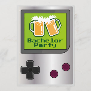 Bachelor-Party-Karte für coole Handheld-Spiele Einladung