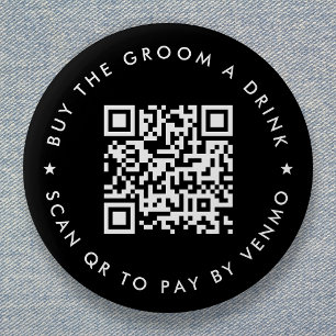 Bachelor Party kaufen Groom A Drink QR Code Black Button