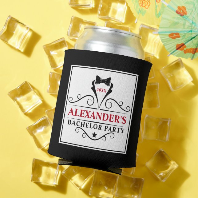 Bachelor-Party-Krawatte Rot oder Markierungsfarbe Dosenkühler (In Situ Sommer)