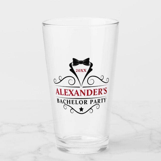Bachelor-Party-Krawatte Rot oder Markierungsfarbe Glas (Vorderseite)