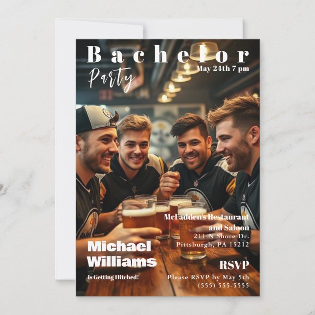 Bachelor Party Magazine Cover Einladung (Vorderseite)