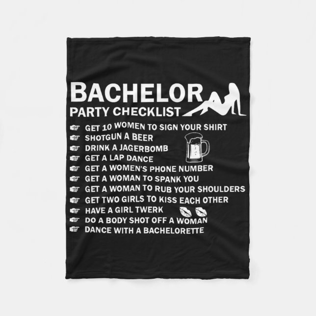 Bachelor Party Men Naughty Checkliste Erreichbarke Fleecedecke (Vorderseite)