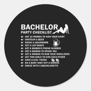 Bachelor Party Men Naughty Checkliste Erreichbarke Runder Aufkleber