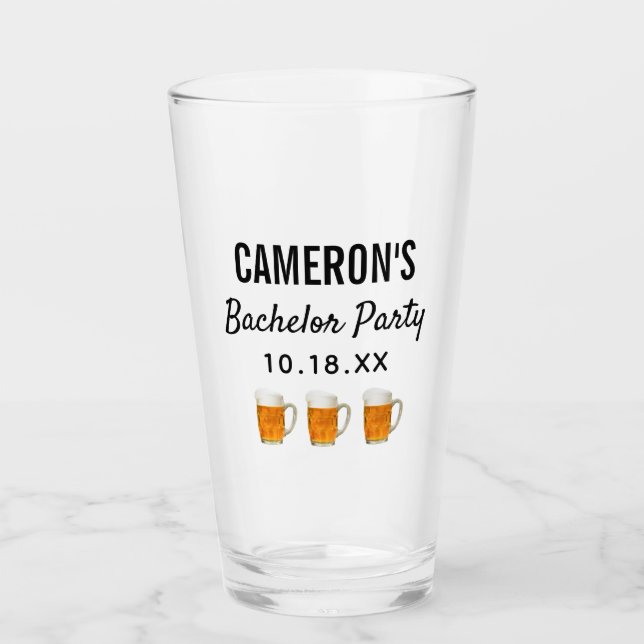 Bachelor Party Moderne Gastgeschenk Hochzeit Beer  Glas (Vorderseite)