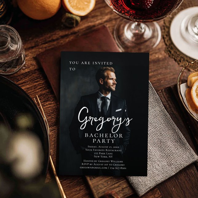 Bachelor Party Modernes stilvolles Foto Einladung (Von Creator hochgeladen)