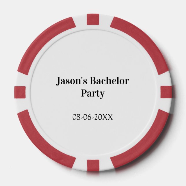 Bachelor party name date simple minimal best man  pokerchips (Vorderseite)