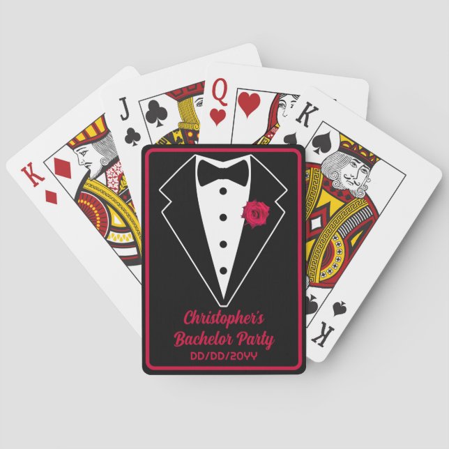 Bachelor Party Poker Black Tuxedo Rote Rose Spielkarten (Rückseite)