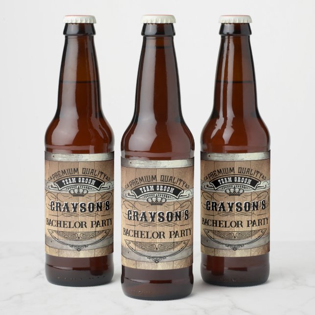 Bachelor Party Rustic Whiskey Barrel Bierflaschenetikett (Flaschen)