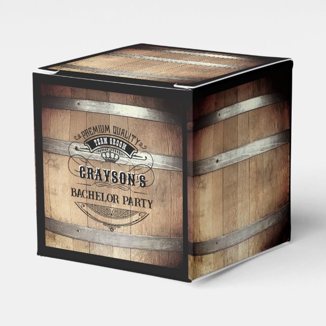 Bachelor Party Rustic Whiskey Barrel Geschenkschachtel (Vorderseite)