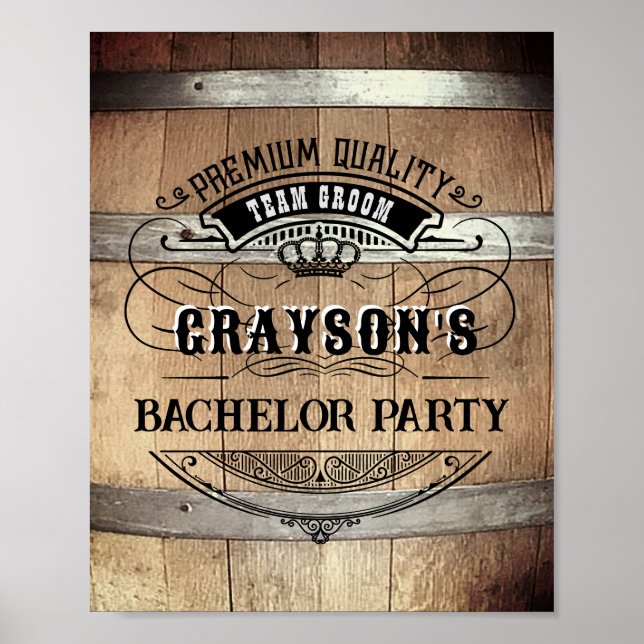 Bachelor Party Rustic Whiskey Barrel Poster (Vorne)