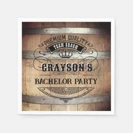 Bachelor Party Rustic Whiskey Barrel Serviette
