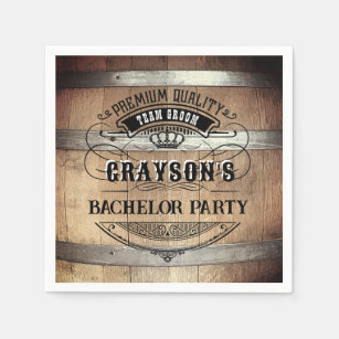 Bachelor Party Rustic Whiskey Barrel Serviette