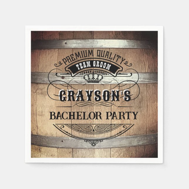 Bachelor Party Rustic Whiskey Barrel Serviette (Vorderseite)