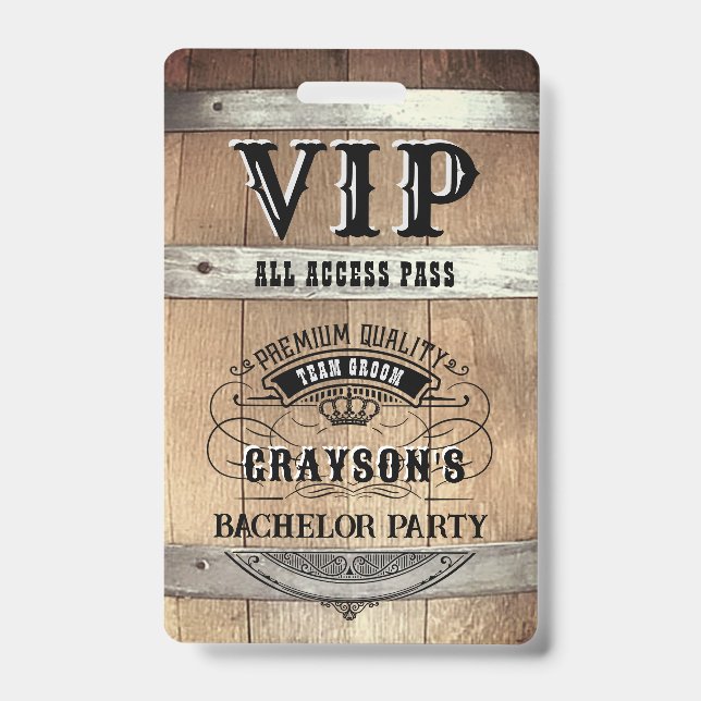 Bachelor Party Rustikaler VIP Pass Ausweis (Vorderseite)