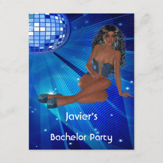 Bachelor Party S.exy Girl Blue Disco Einladung