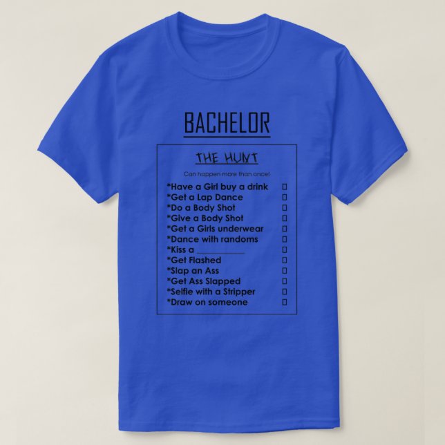 Bachelor Party Scavenger Hunt T-Shirt (Design vorne)