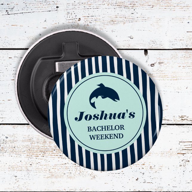 Bachelor-Party-Streifen Flaschenöffner (Fishing Bachelor Party Navy Stripes Bottle Opener)