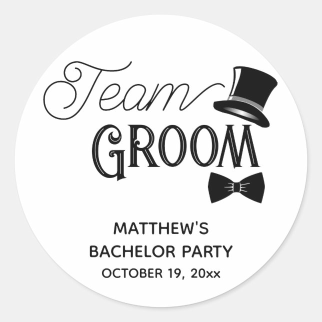 Bachelor Party Team Groom Wedding Runder Aufkleber (Vorderseite)