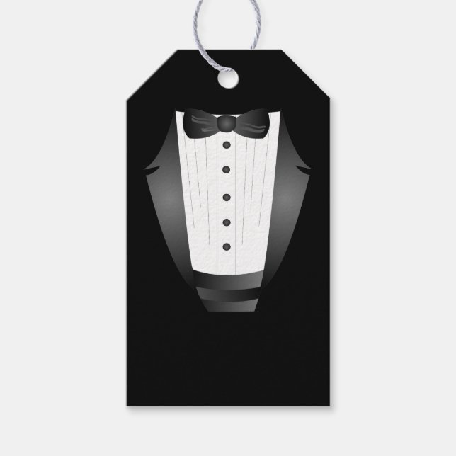 Bachelor Party Trauzeuge Team Groom black tuxedo Geschenkanhänger (Vorderseite)