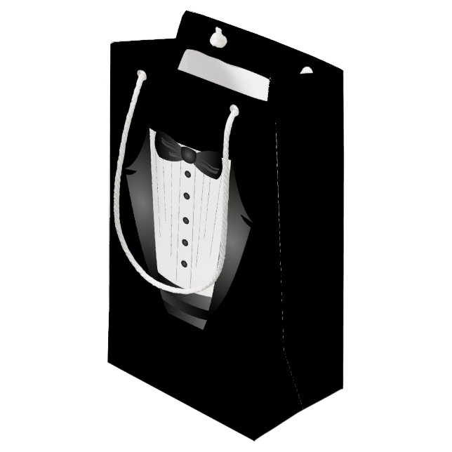 Bachelor Party Trauzeuge Team Groom black tuxedo Kleine Geschenktüte (Vorderseite Schrägansicht)