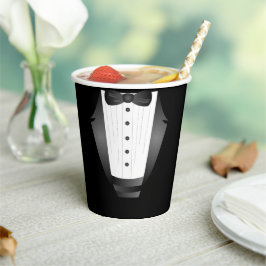 Bachelor Party Trauzeuge Team Groom black tuxedo Pappbecher