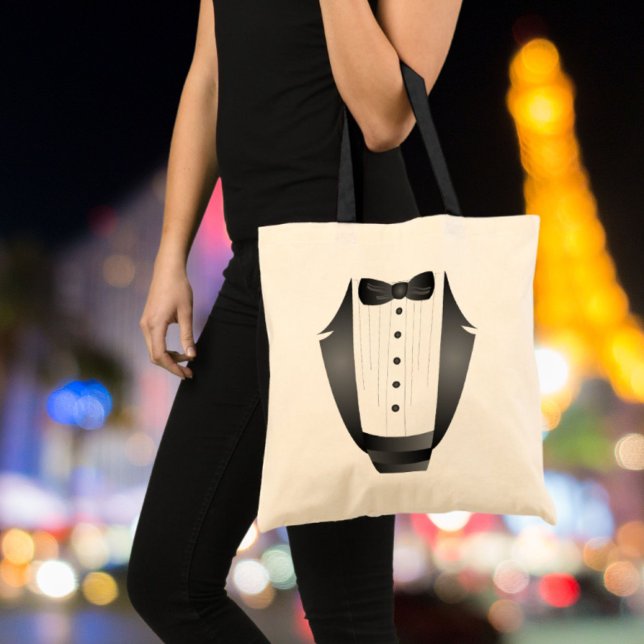 Bachelor Party Trauzeuge Team Groom black tuxedo Tragetasche (Bachelor Party Groomsman Team Groom black tuxedo Tote Bag)