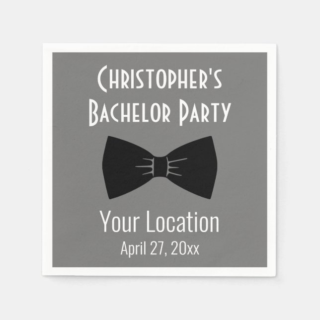 Bachelor Party Tuxedo Bow Krawatte Hochzeit Serviette (Vorderseite)