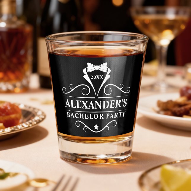 Bachelor Party Tuxedo Krawatte Black Schnapsglas (Customize to change text size, text style or background color.)