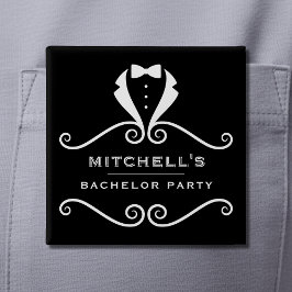Bachelor Party Tuxedo Suit Bowtie Black & White Button