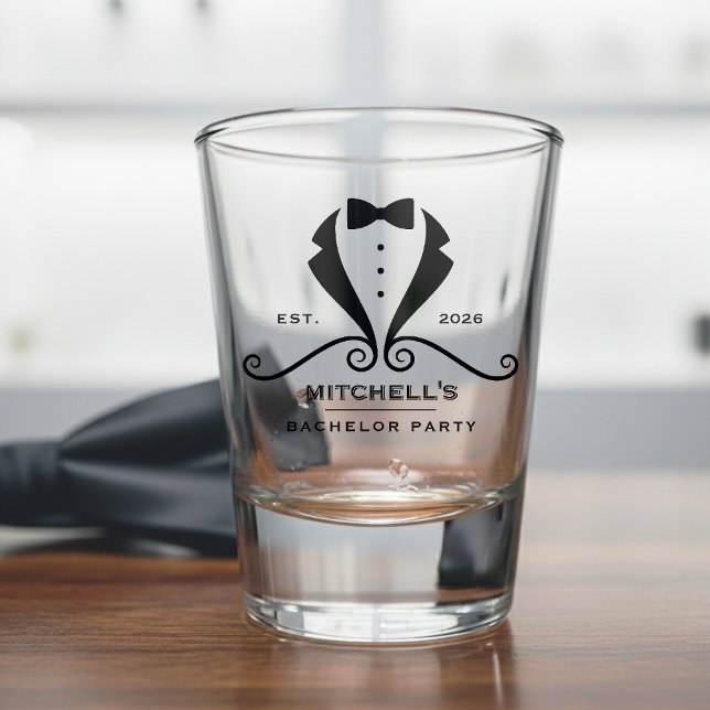 Bachelor Party Tuxedo Suit Bowtie Groom Wedding Schnapsglas (Bachelor Party Tuxedo Suit Bowtie Groom Wedding Shot Glass
)