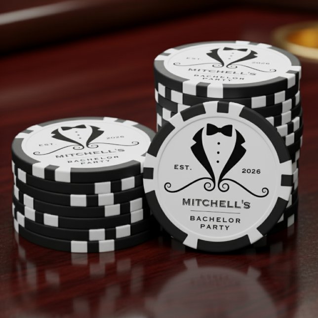 Bachelor Party Tuxedo Suit Bowtie White Wedding Pokerchips (Bachelor Party Tuxedo Suit Bowtie White Wedding Poker Chips
)