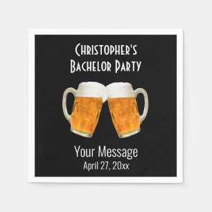 Bachelor Party Wedding Beer Cheer Black Serviette