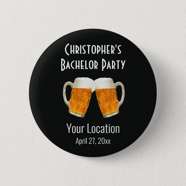 Bachelor Party Wedding Beer Cheers Button (Vorderseite)