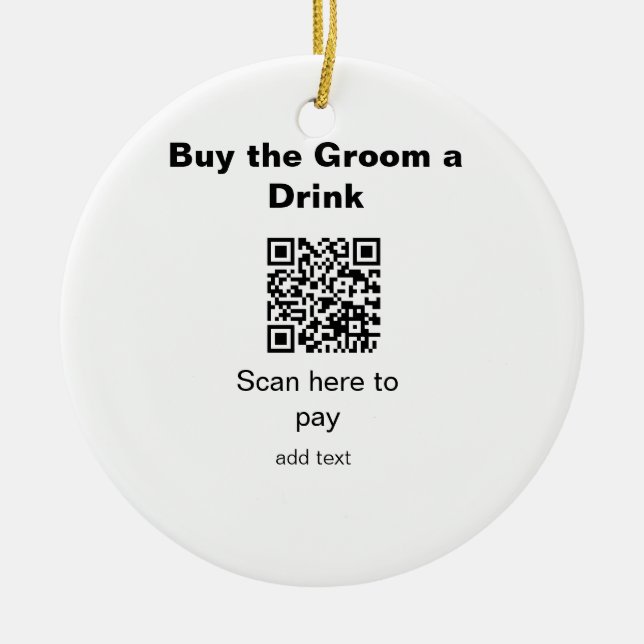 Bachelor QR Scan zu zahlen Bräutigam ein Getränk T Keramik Ornament (Vorne)